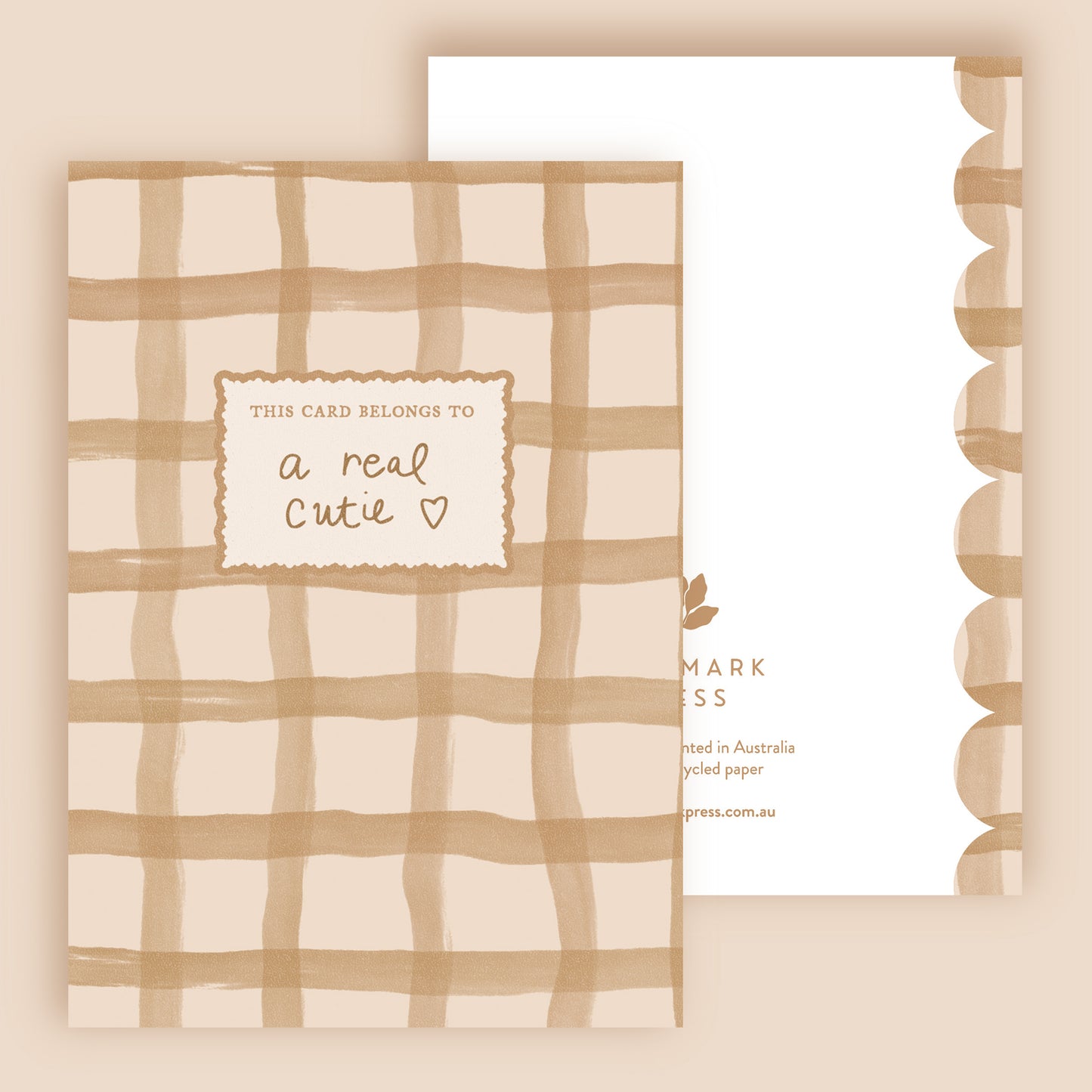 A Real Cutie Check Pattern Greeting Card