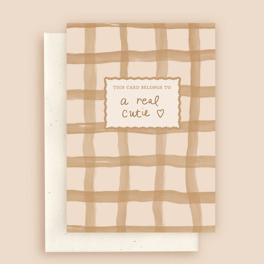 A Real Cutie Check Pattern Greeting Card